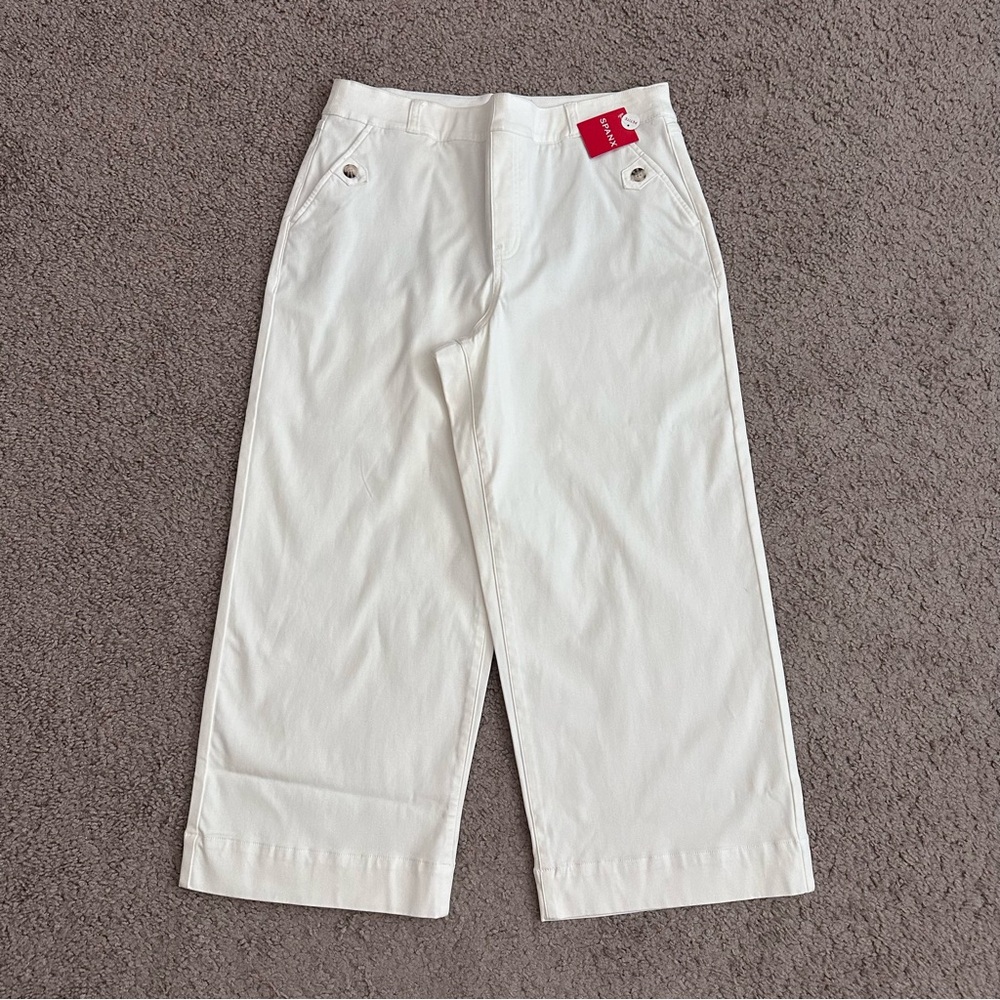 SPANX White Cropped Wide-Leg Ankle Pants